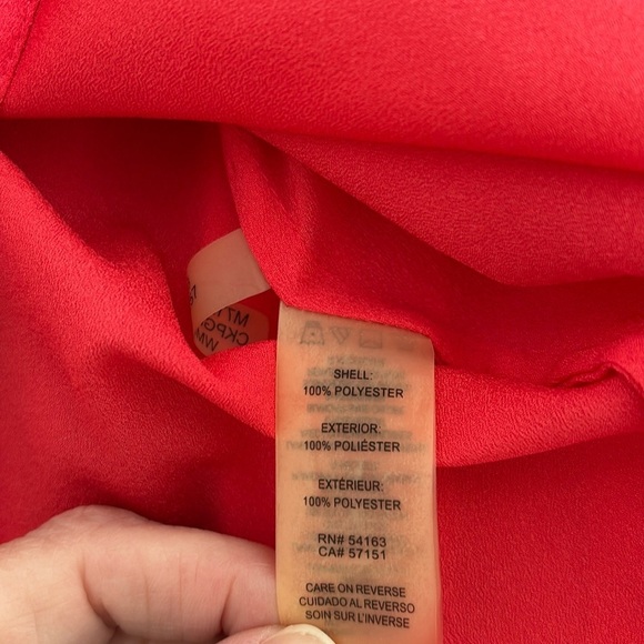 Calvin Klein Bright Red, Long Sleeve Cold Shoulder High/Low Blouse.  Size XL - Picture 10 of 11